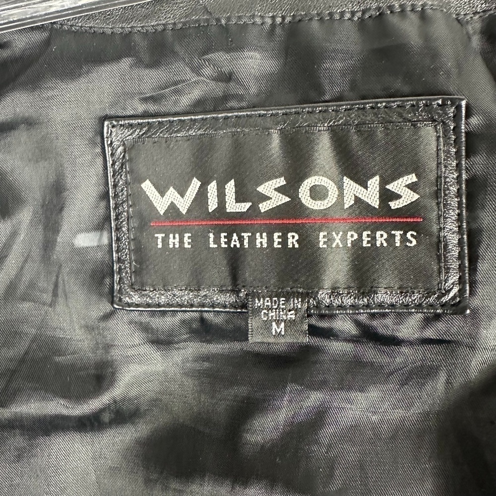 Wilson Leather Black 100% Leather Trench Coat Jacket SZ M - Picture 3 of 8